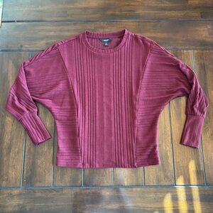 Simply Vera Vera Wang Burgundy Crew Neck Sweater With Dolman Style Long Sleeves